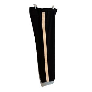 Athleta Black & Ivory Gramercy Track Trouser Wide Leg Nylon Pants Size 8